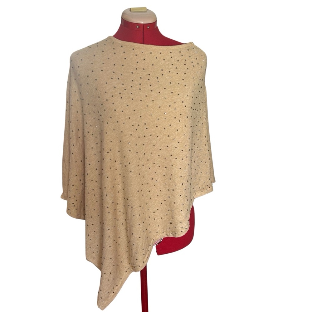 Wanderlust golden yellow knit cape with rhinestones on front one size